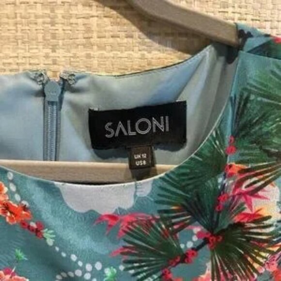 SALONI Blue Off-the-Shoulder Midi Dress for Weddings - Picture 8 of 9